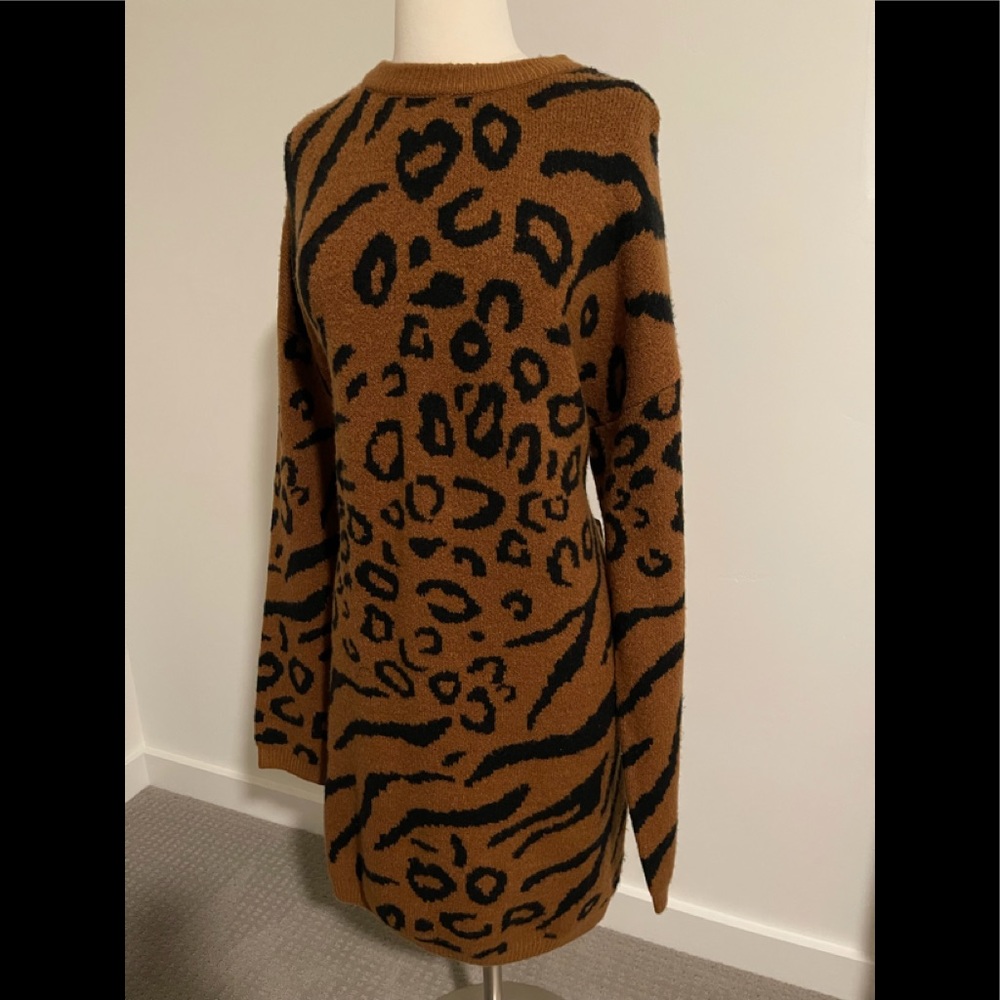 NWT Anthropologie animal print sweater dress PL